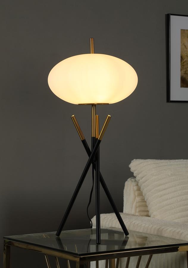Layton White Orb Shade Tripod Table Lamp Black view 2