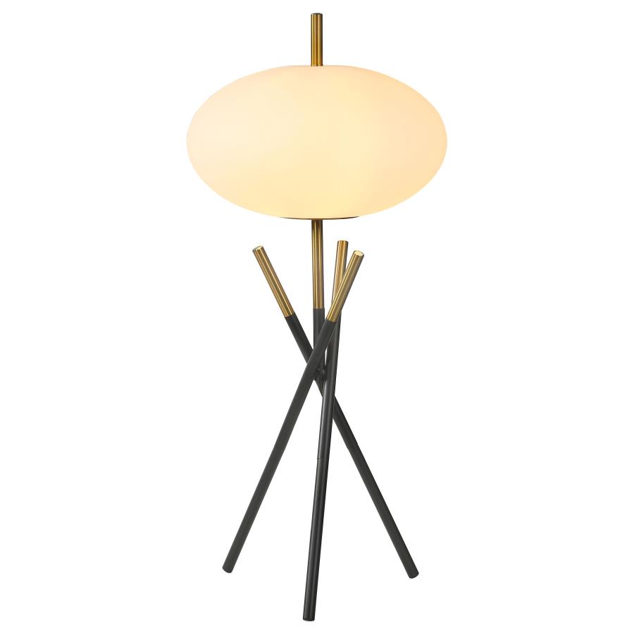 Layton White Orb Shade Tripod Table Lamp Black view 3