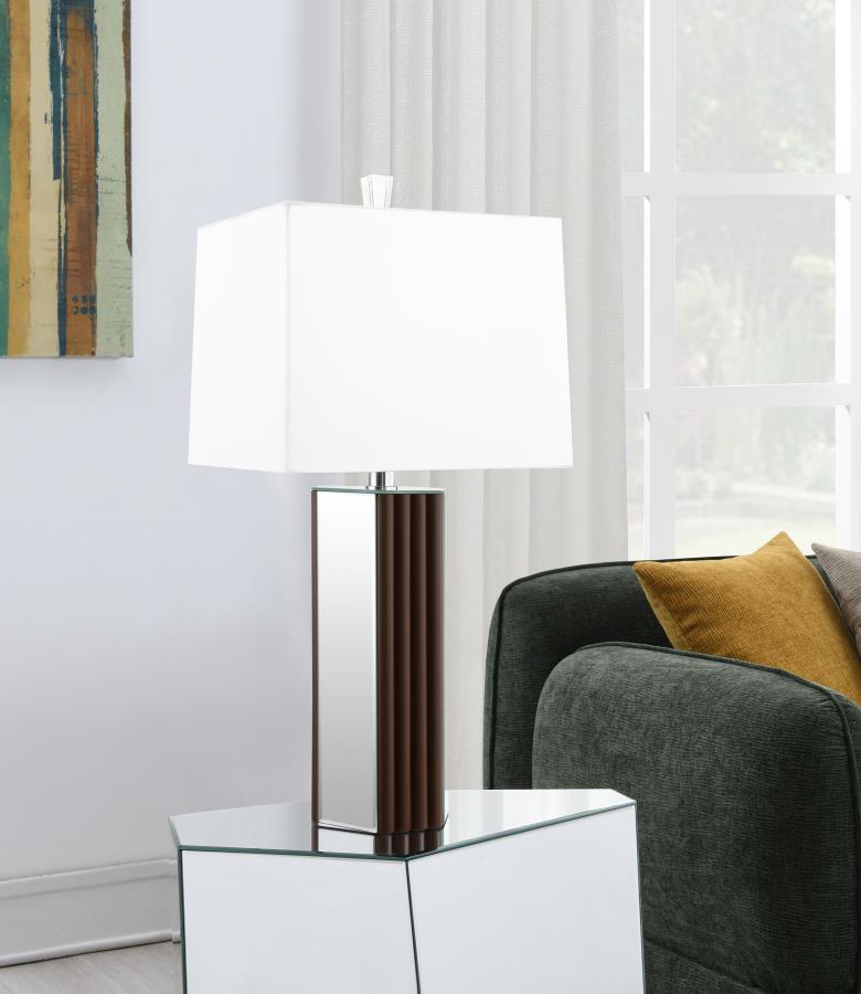 Elena 30-inch Square Tapered Mirrored Table Lamp Brown view 2