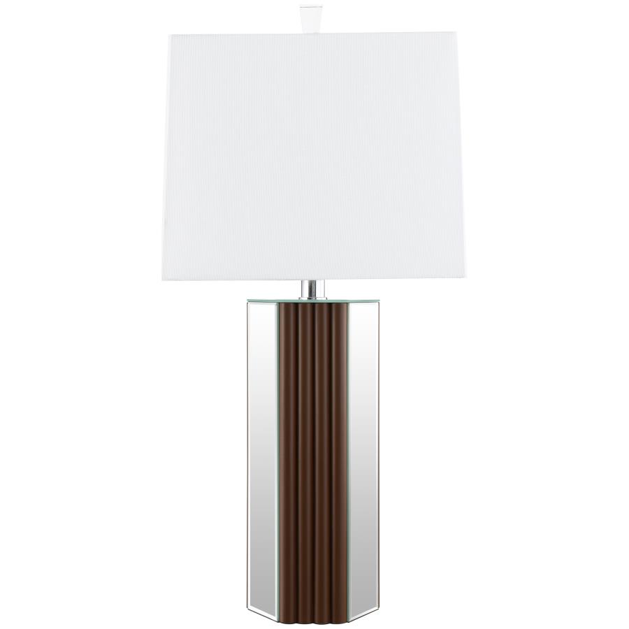 Elena 30-inch Square Tapered Mirrored Table Lamp Brown view 4