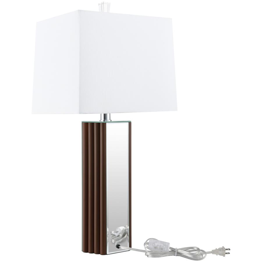 Elena 30-inch Square Tapered Mirrored Table Lamp Brown view 6