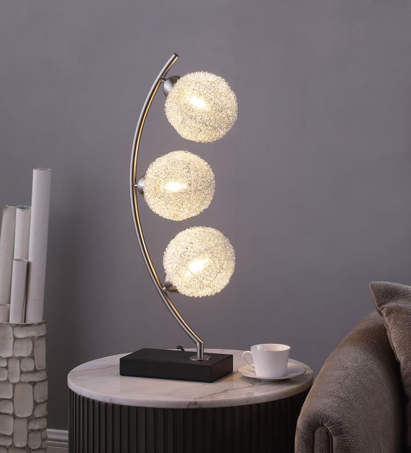 Claudia 30-inch Woven Spherical Metal Table Lamp Black view 2