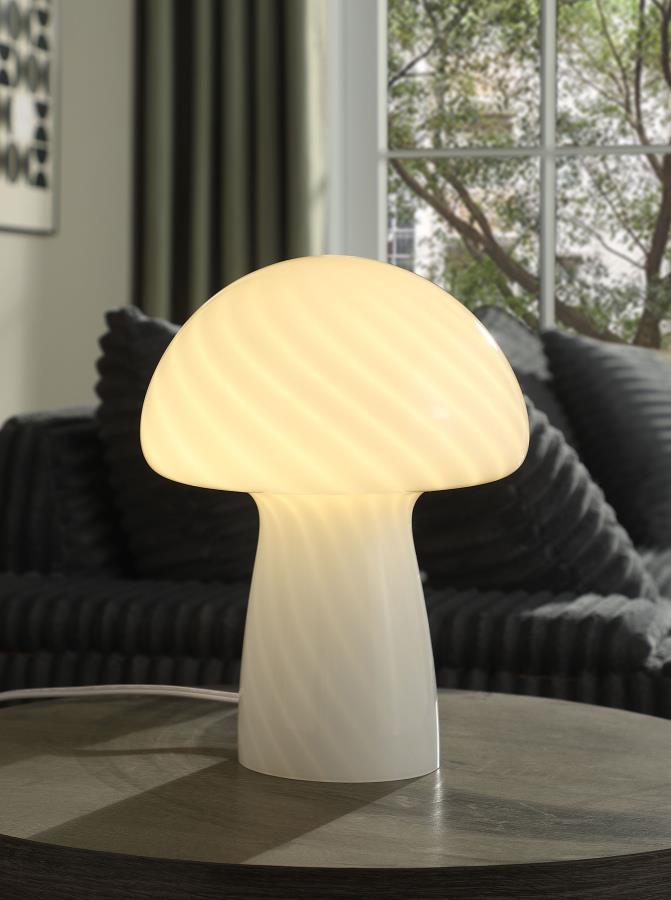 Kanaby Mushroom Shaped Glass Bedside Table Lamp White view 2