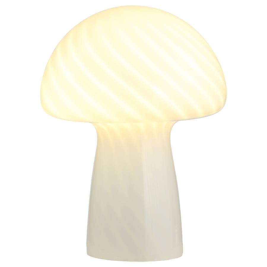 Kanaby Mushroom Shaped Glass Bedside Table Lamp White view 3