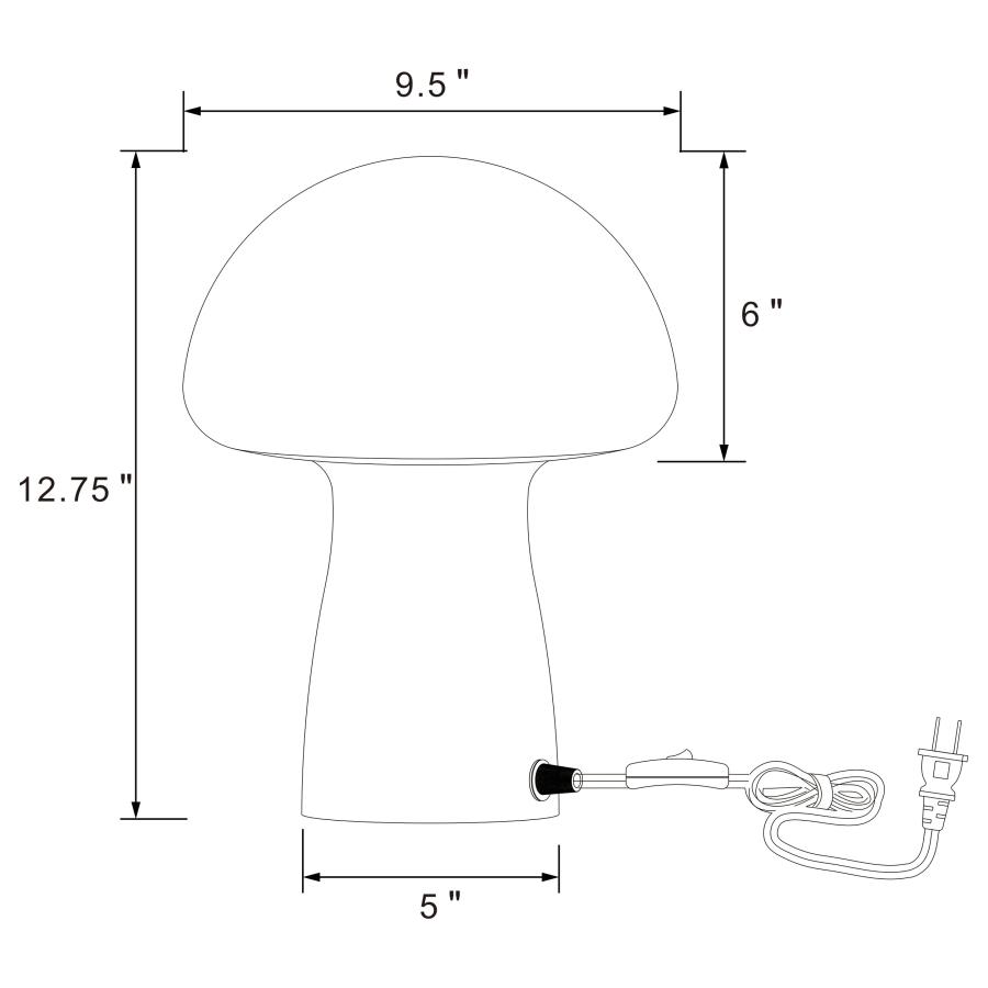 Kanaby Mushroom Shaped Glass Bedside Table Lamp White view 4