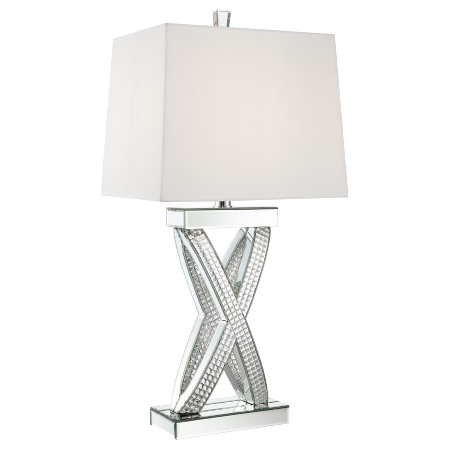 Dominick 31-inch Tapered Mirrored Acrylic Table Lamp Silver view 3
