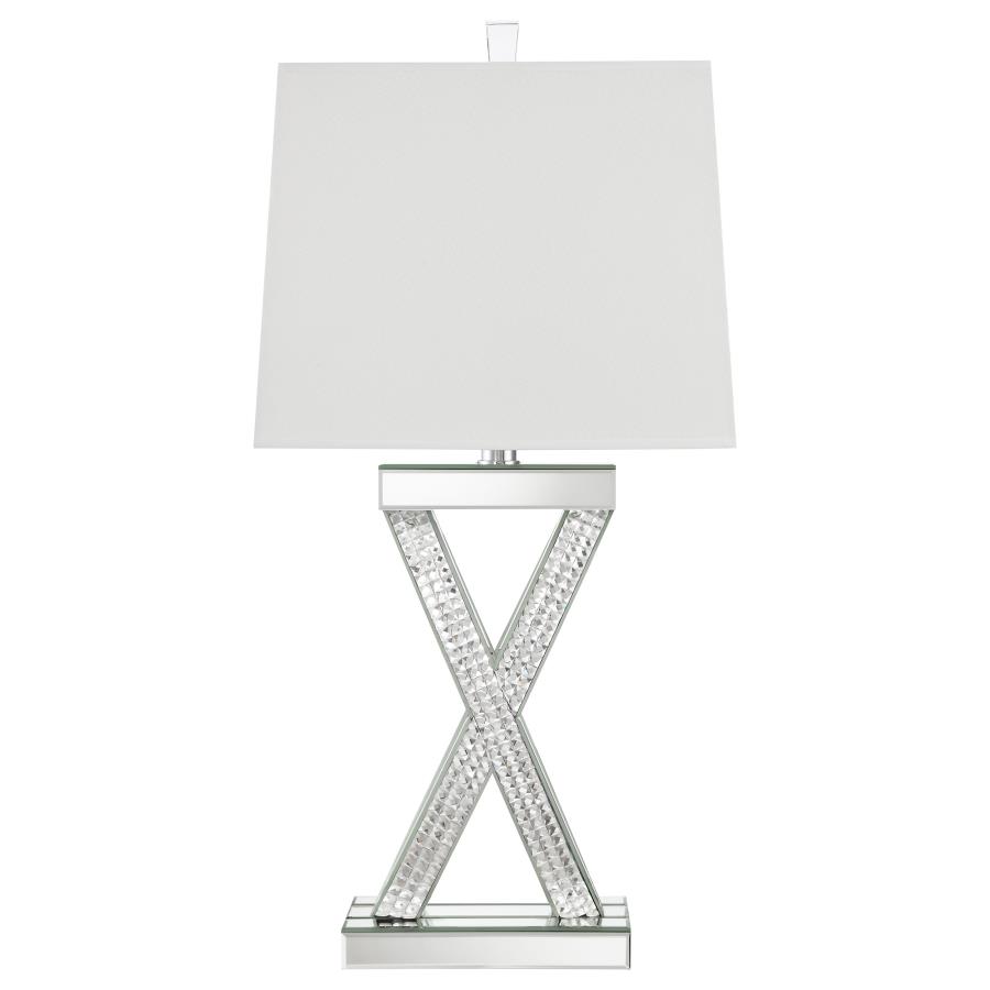 Dominick 31-inch Tapered Mirrored Acrylic Table Lamp Silver view 4