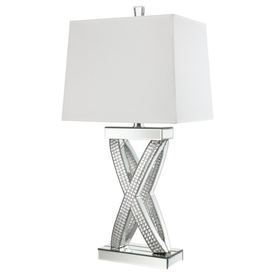 Dominick 31-inch Tapered Mirrored Acrylic Table Lamp Silver view 5
