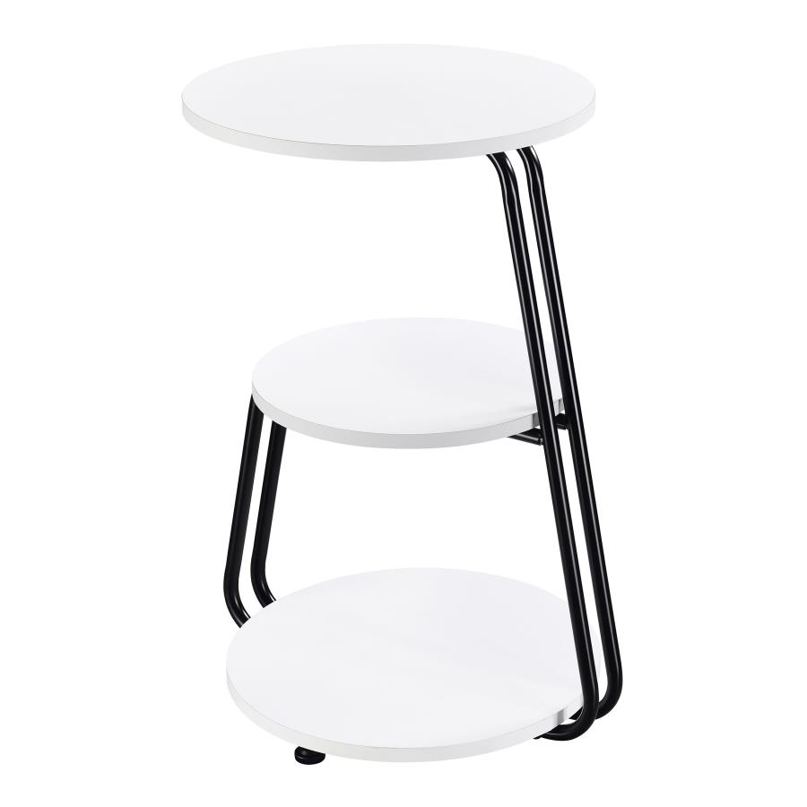 Hilly 3-tier Round Accent Side Table White and Black view 4