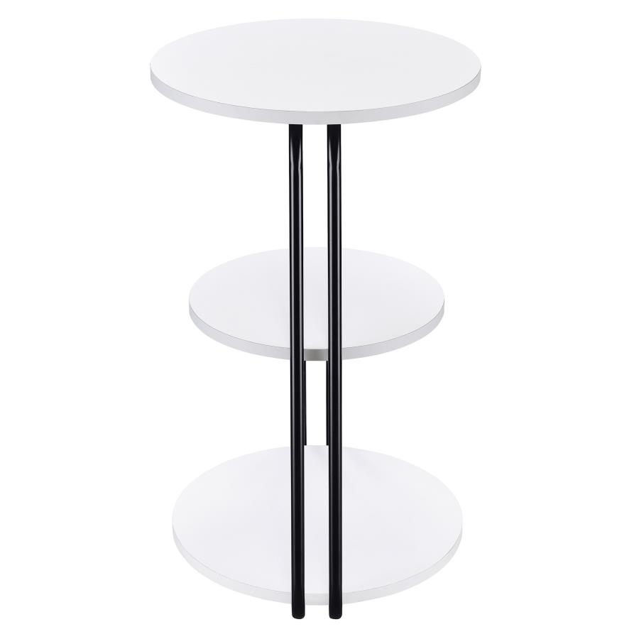 Hilly 3-tier Round Accent Side Table White and Black view 5