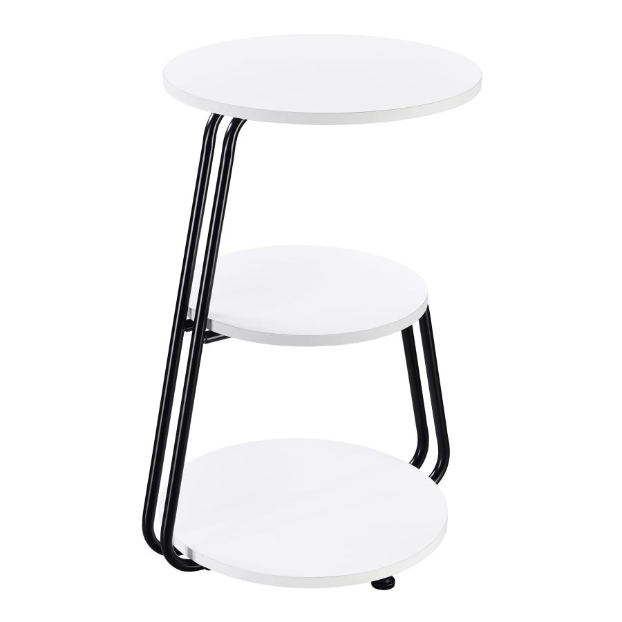 Hilly 3-tier Round Accent Side Table White and Black view 6