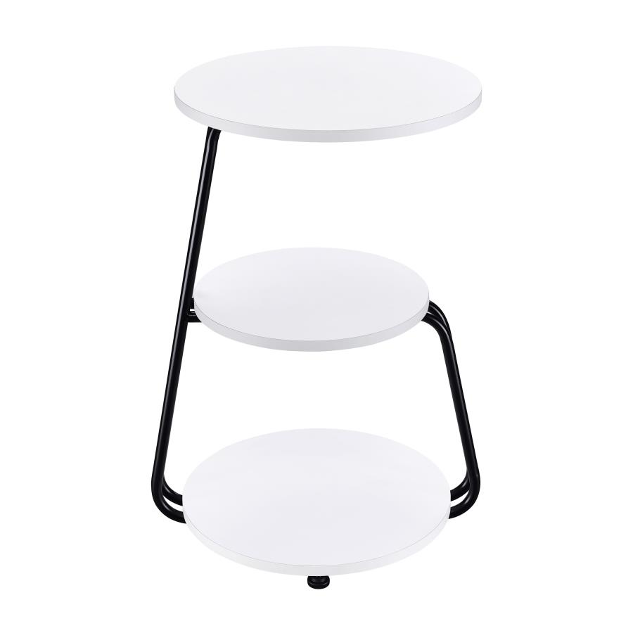 Hilly 3-tier Round Accent Side Table White and Black view 7