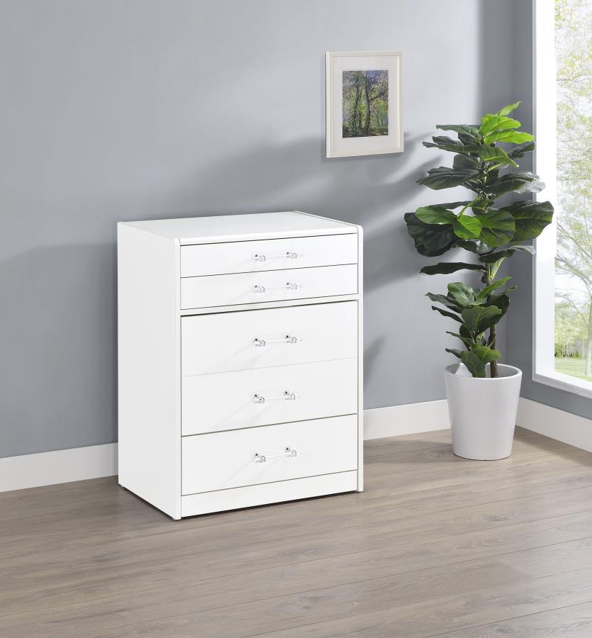 Danbury 3-drawer Makeup Vanity & Stool Set White High Gloss view 2