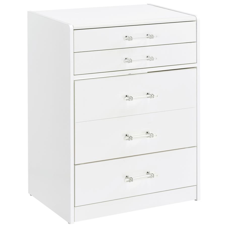 Danbury 3-drawer Makeup Vanity & Stool Set White High Gloss view 4