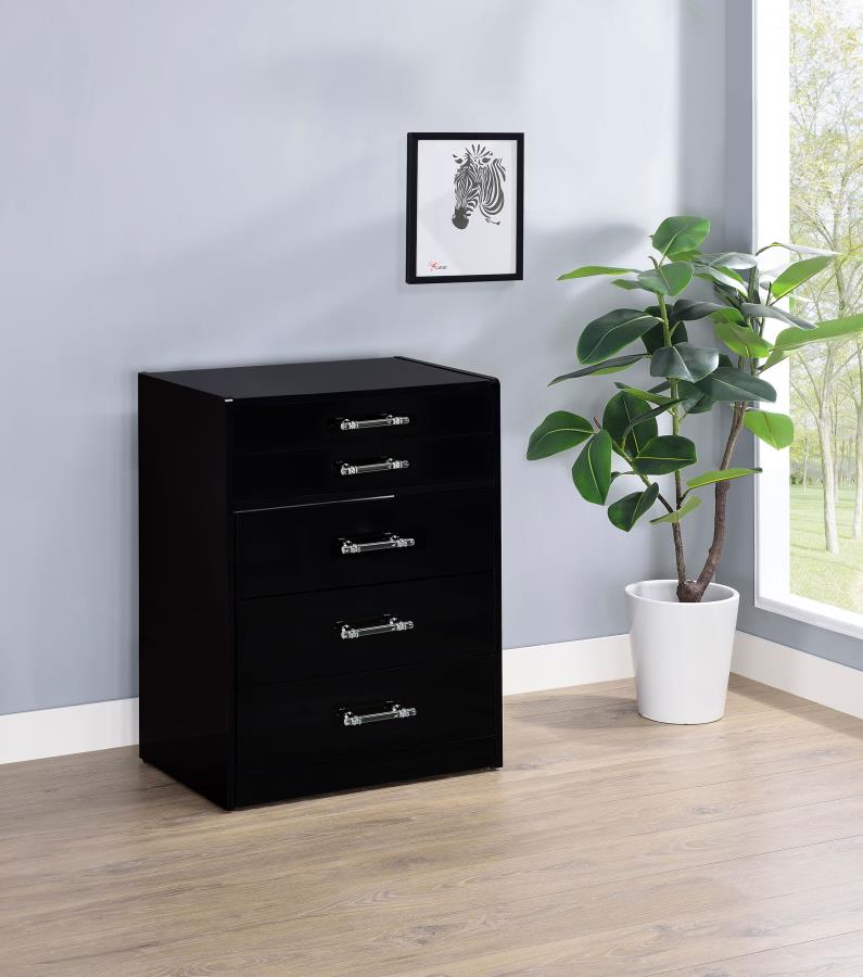 Danbury 3-drawer Makeup Vanity & Stool Set Black High Gloss view 2