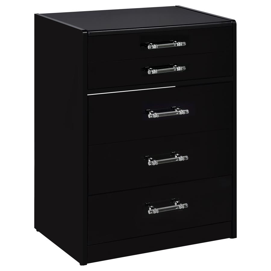 Danbury 3-drawer Makeup Vanity & Stool Set Black High Gloss view 4