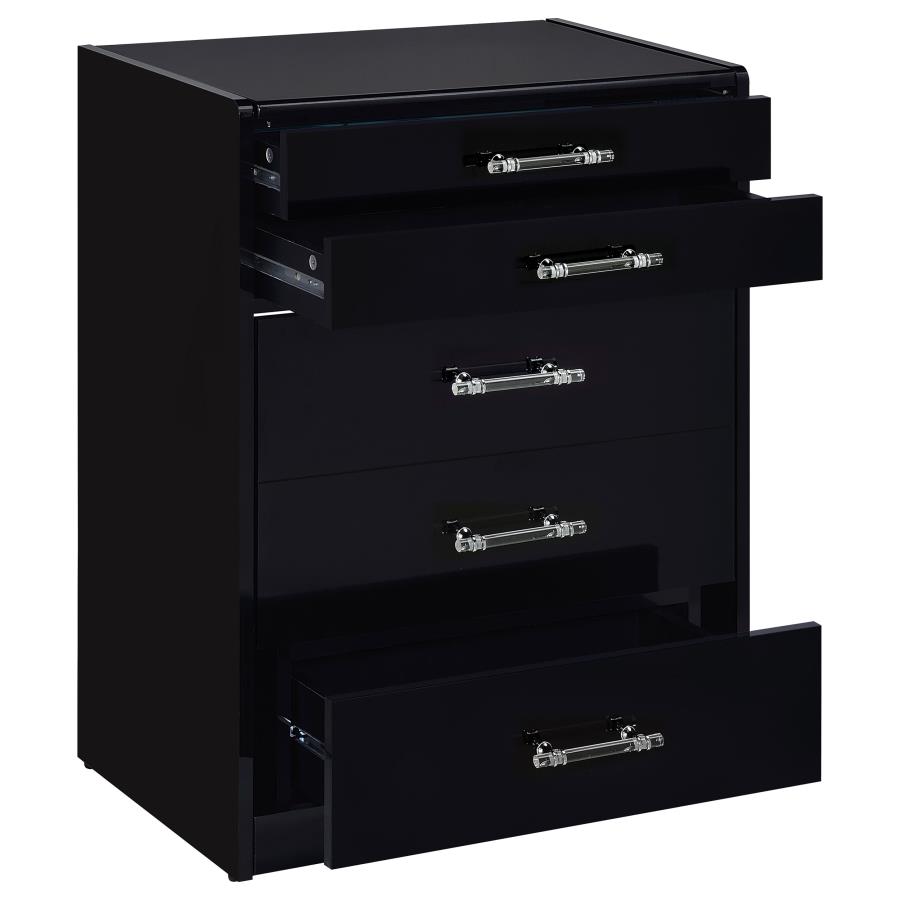 Danbury 3-drawer Makeup Vanity & Stool Set Black High Gloss view 5