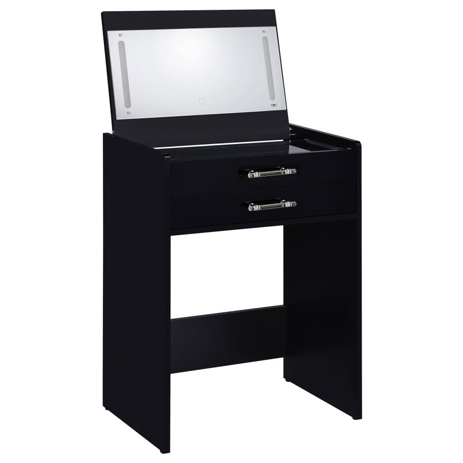 Danbury 3-drawer Makeup Vanity & Stool Set Black High Gloss view 7