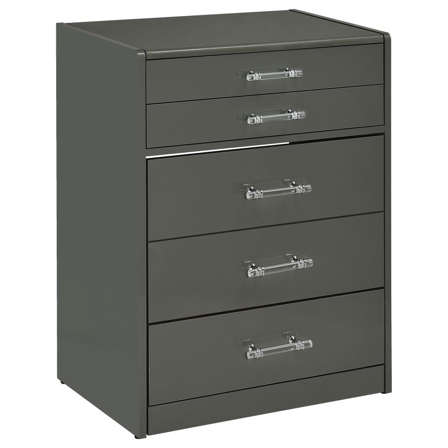 Danbury 3-drawer Makeup Vanity & Stool Set Grey High Gloss view 4