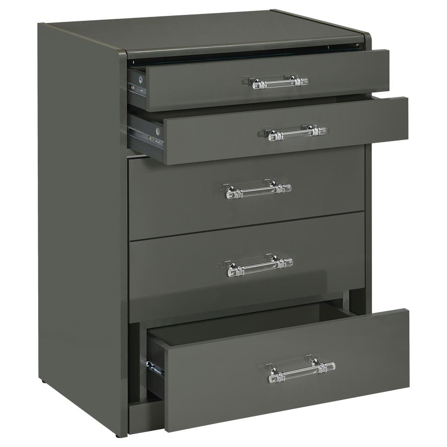 Danbury 3-drawer Makeup Vanity & Stool Set Grey High Gloss view 5