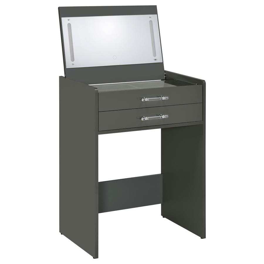 Danbury 3-drawer Makeup Vanity & Stool Set Grey High Gloss view 7