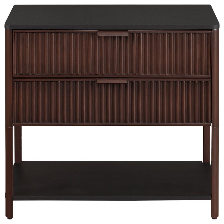 Zimmerlee 2-drawer Side Table with Shelf Rust Brown view 3
