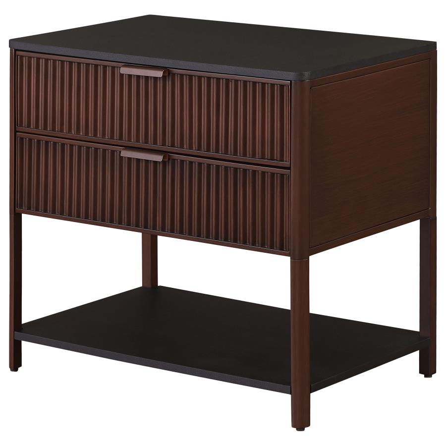Zimmerlee 2-drawer Side Table with Shelf Rust Brown view 4