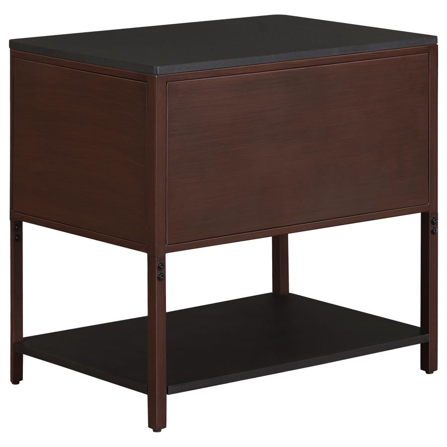 Zimmerlee 2-drawer Side Table with Shelf Rust Brown view 6