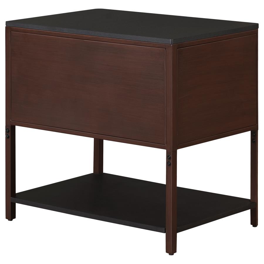 Zimmerlee 2-drawer Side Table with Shelf Rust Brown view 7
