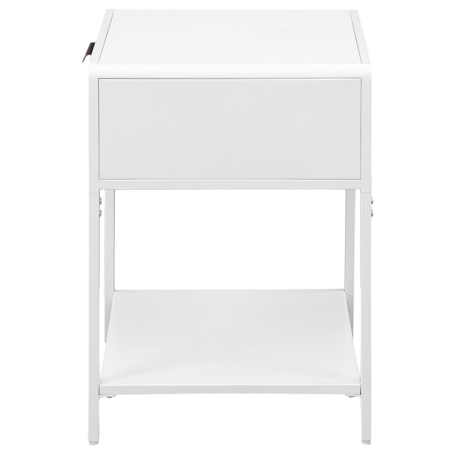 Amherst 1-drawer Radio Weave Cane Metal Bedside Table White view 5