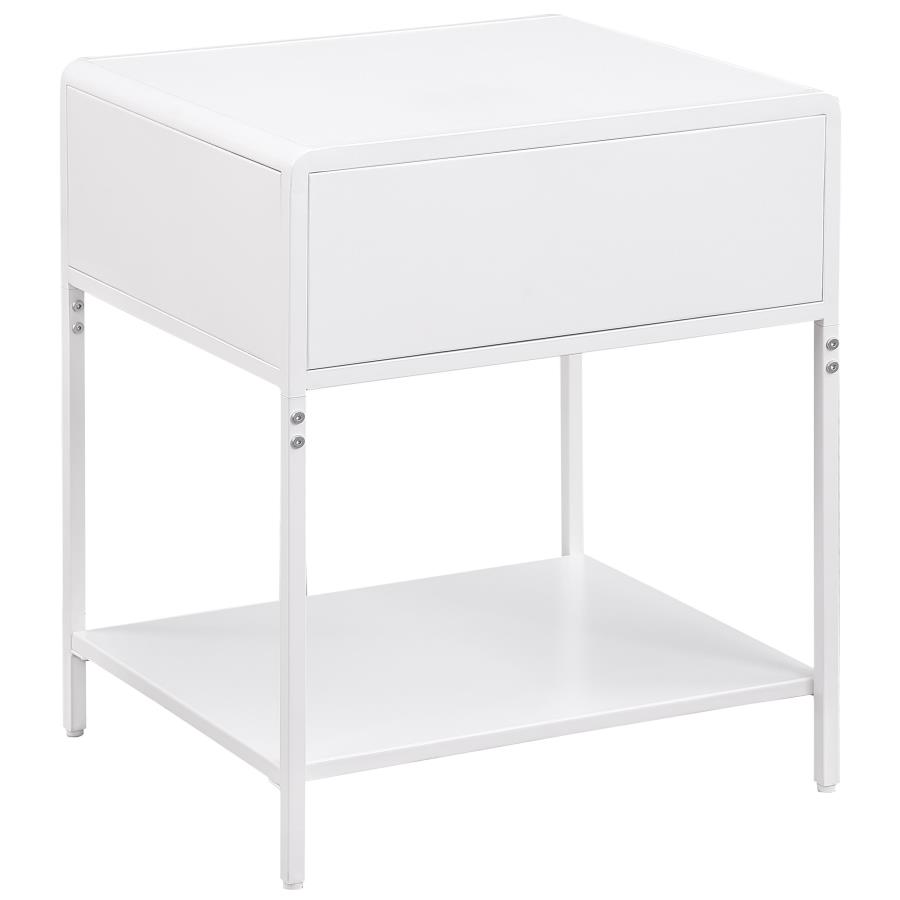 Amherst 1-drawer Radio Weave Cane Metal Bedside Table White view 6