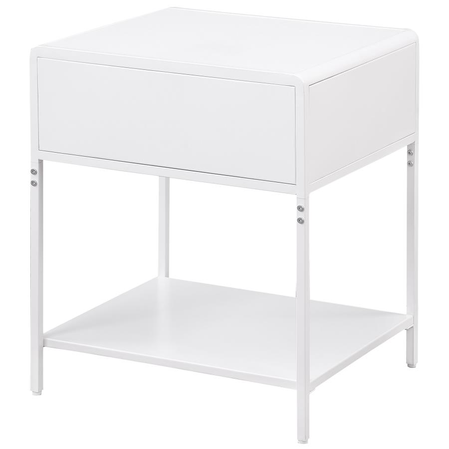 Amherst 1-drawer Radio Weave Cane Metal Bedside Table White view 7