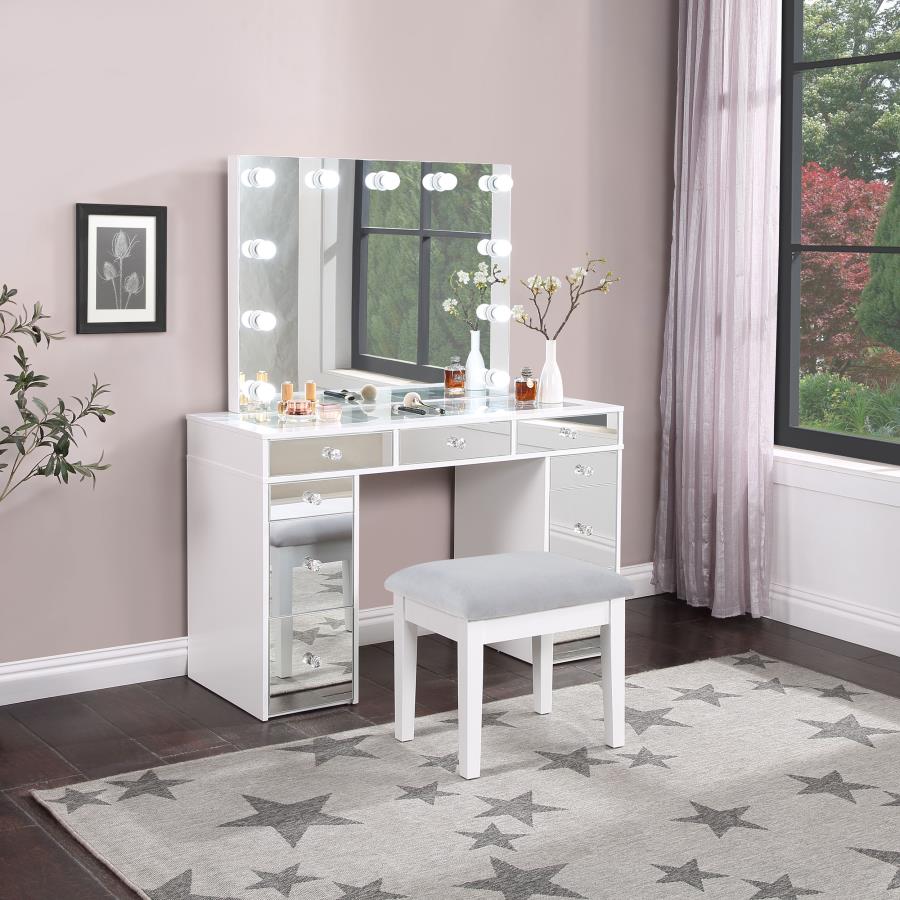 Regina Makeup Vanity Table Set with Lighting White view 2