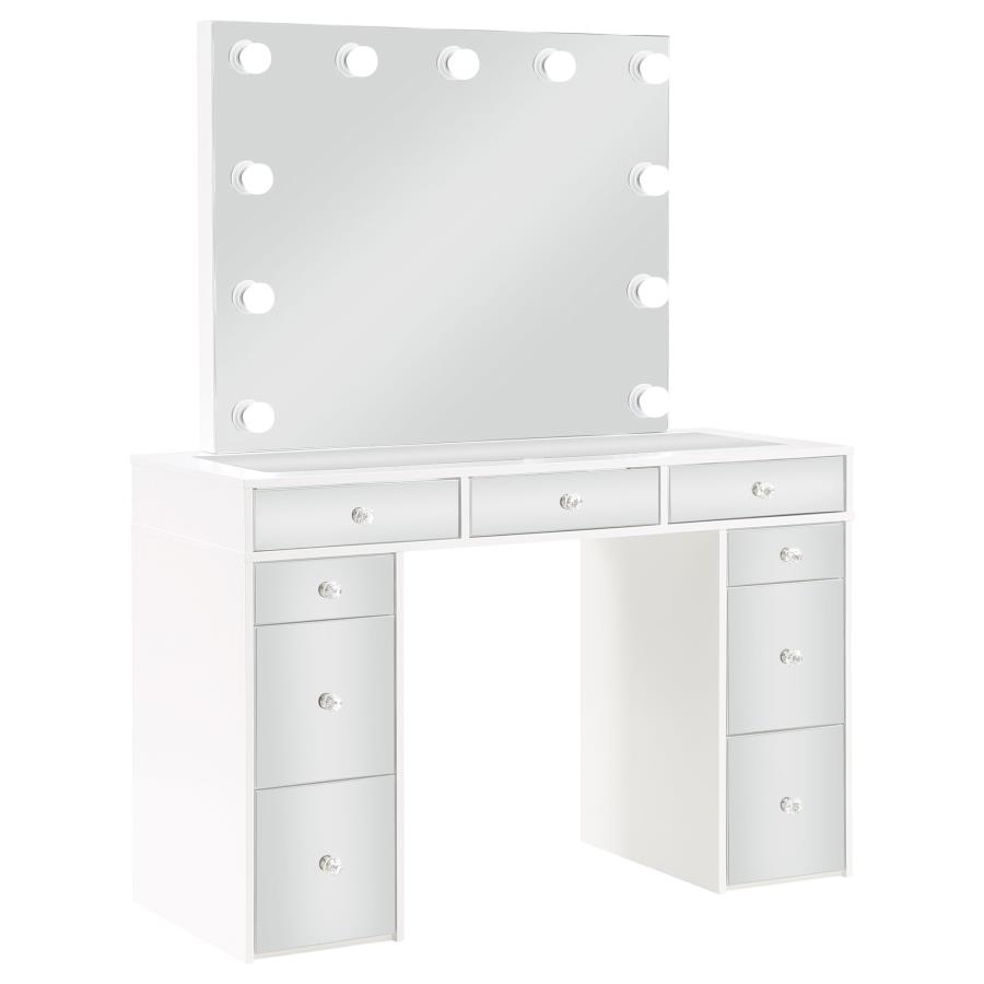 Regina Makeup Vanity Table Set with Lighting White view 3