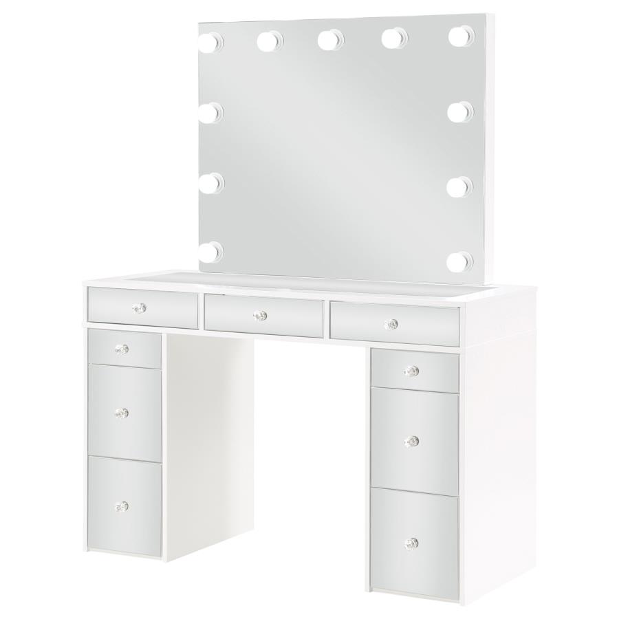 Regina Makeup Vanity Table Set with Lighting White view 5