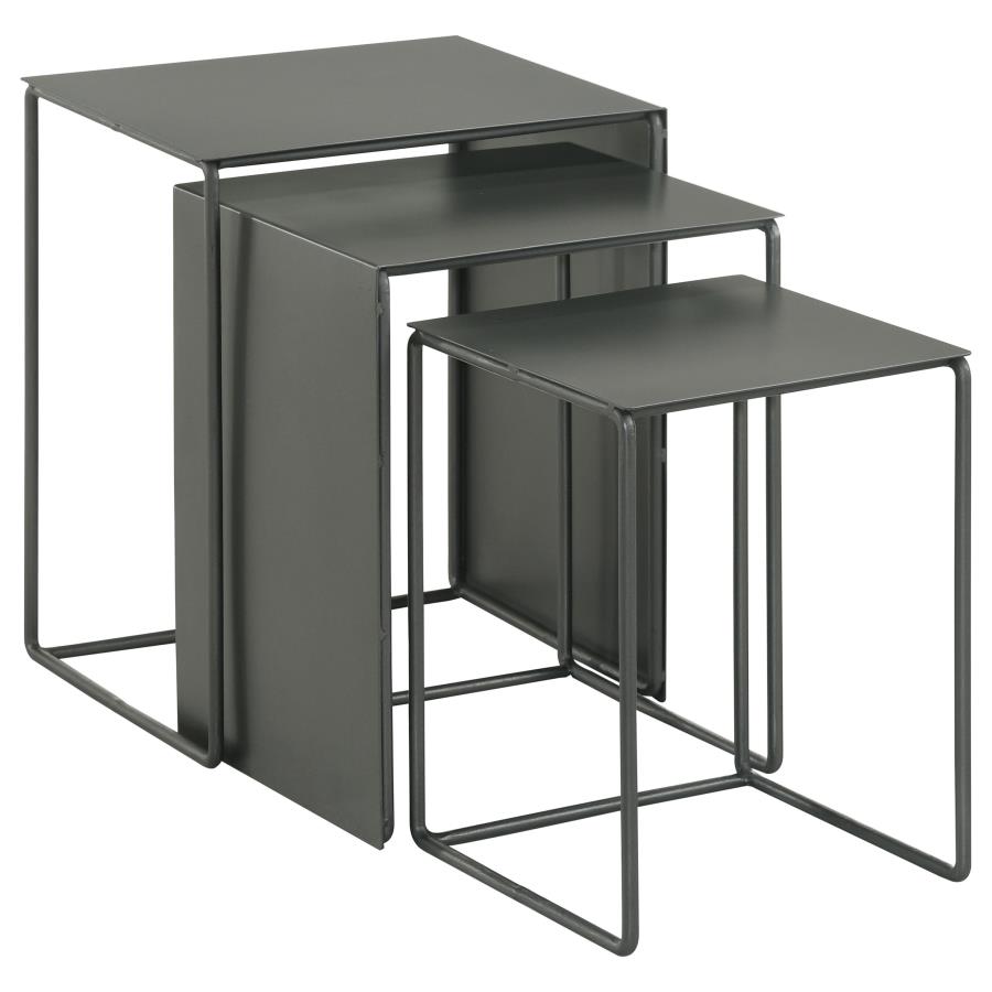 Imez 3-piece Rectangular Metal Nesting Table Set Grey view 2