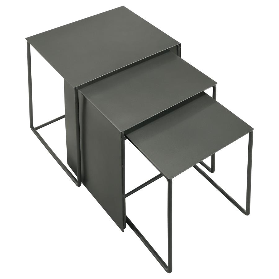 Imez 3-piece Rectangular Metal Nesting Table Set Grey view 3