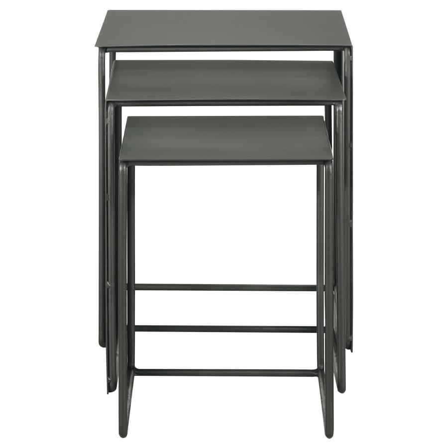 Imez 3-piece Rectangular Metal Nesting Table Set Grey view 4