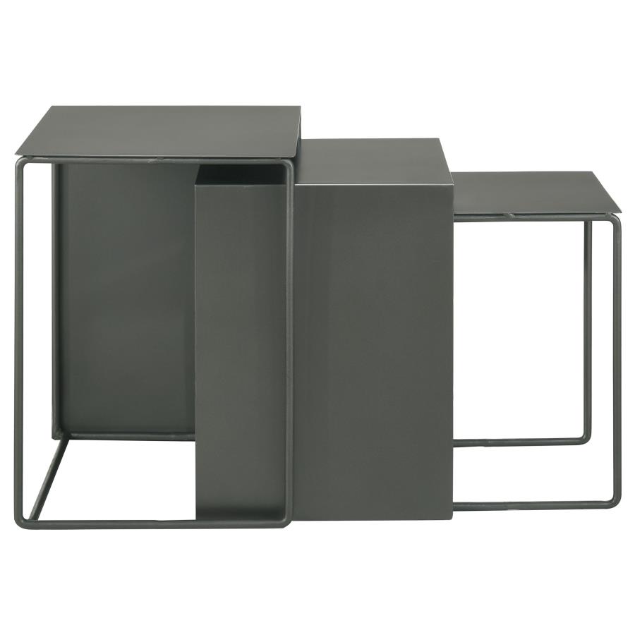 Imez 3-piece Rectangular Metal Nesting Table Set Grey view 6