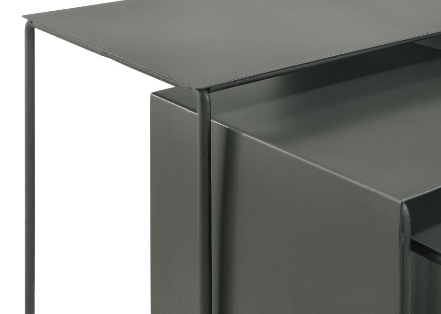 Imez 3-piece Rectangular Metal Nesting Table Set Grey view 7
