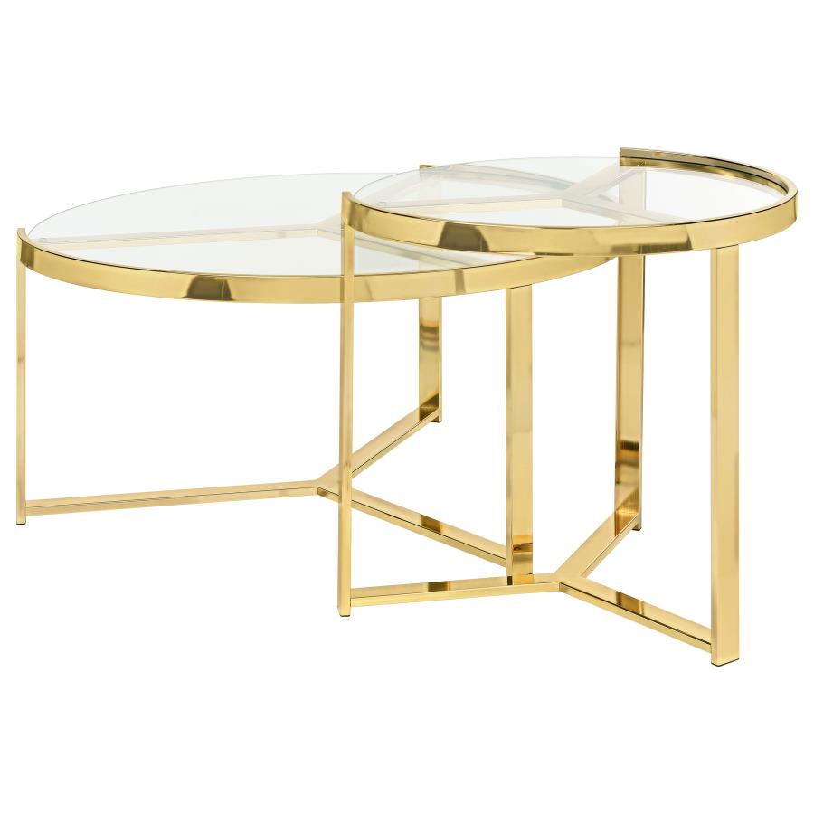 Delia 2-Piece Round Glass Top Nesting Coffee Table Gold view 6