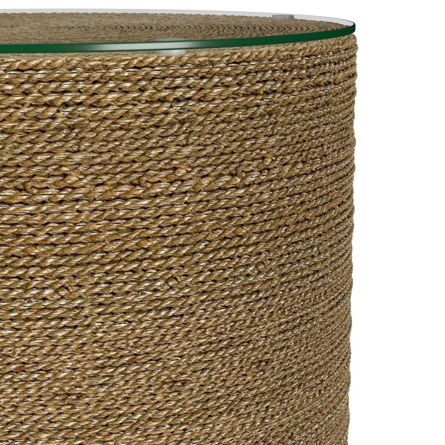Halden Round Woven Seagrass Accent Side Table Light Brown view 5