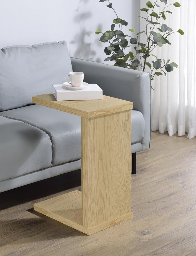 Clower Engineered Wood C-Shaped Sofa Side Table Light Oak view 2
