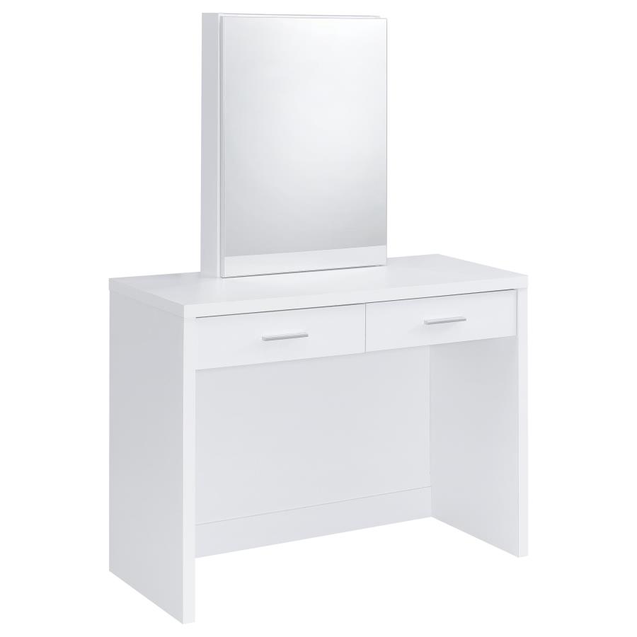 Bunbury Makeup Vanity Table Set Storage Mirror and Stool White view 4