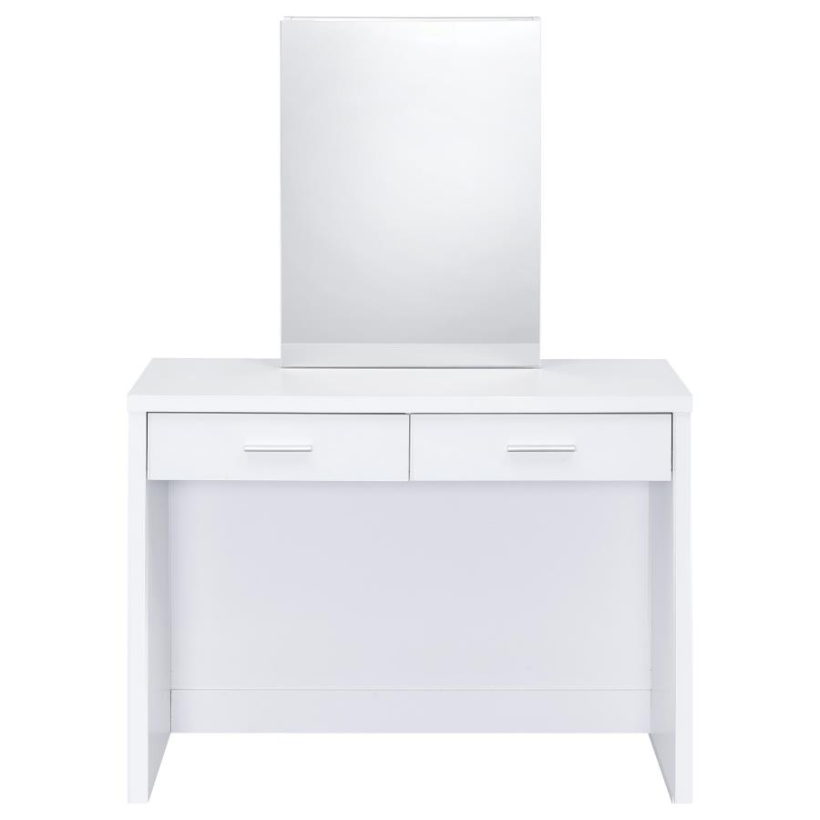 Bunbury Makeup Vanity Table Set Storage Mirror and Stool White view 6