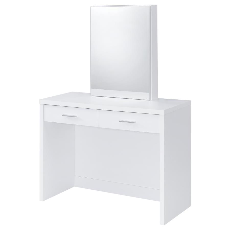 Bunbury Makeup Vanity Table Set Storage Mirror and Stool White view 7