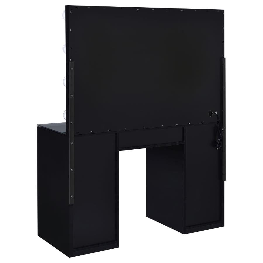 Acena 7-drawer Vanity Set with Lighting Black High Gloss view 7