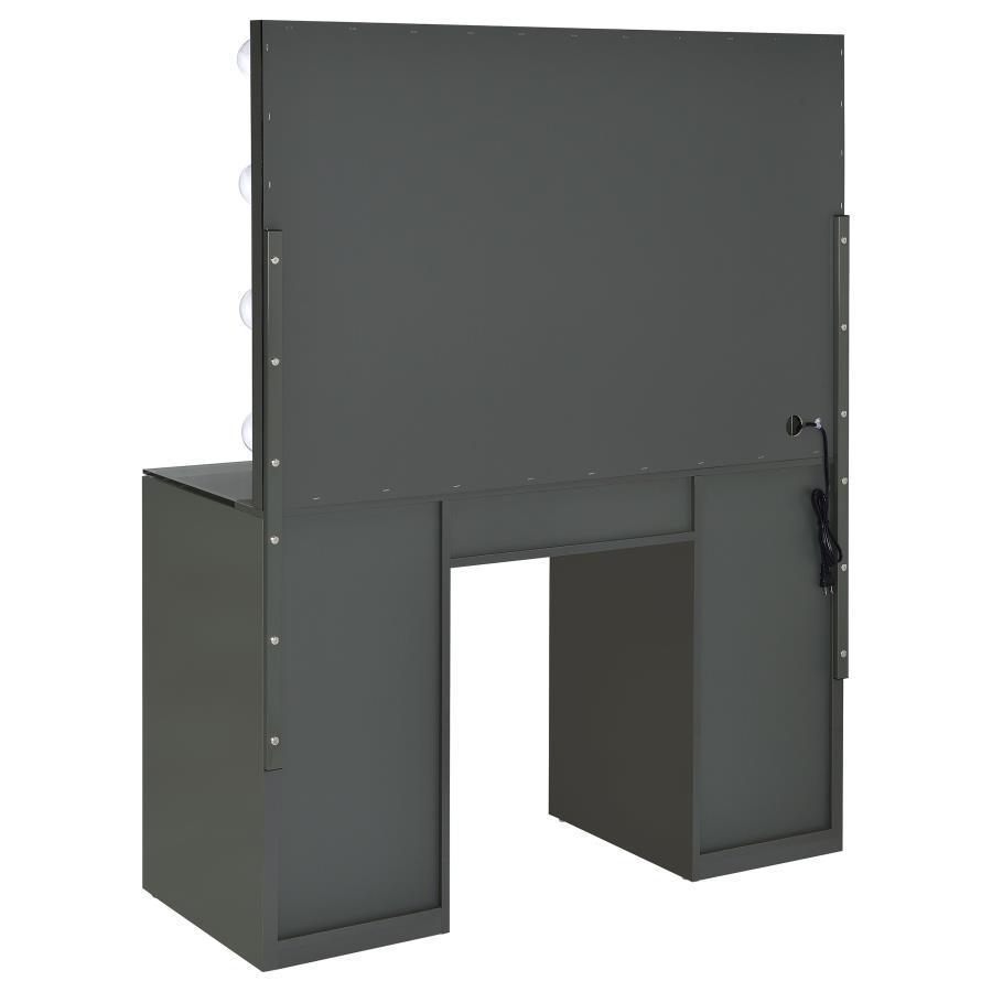 Acena 7-drawer Vanity Set with Lighting Grey High Gloss view 7