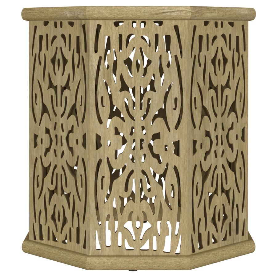 Torres Octagonal Solid Mango Wood Side Table Natural Brown view 3