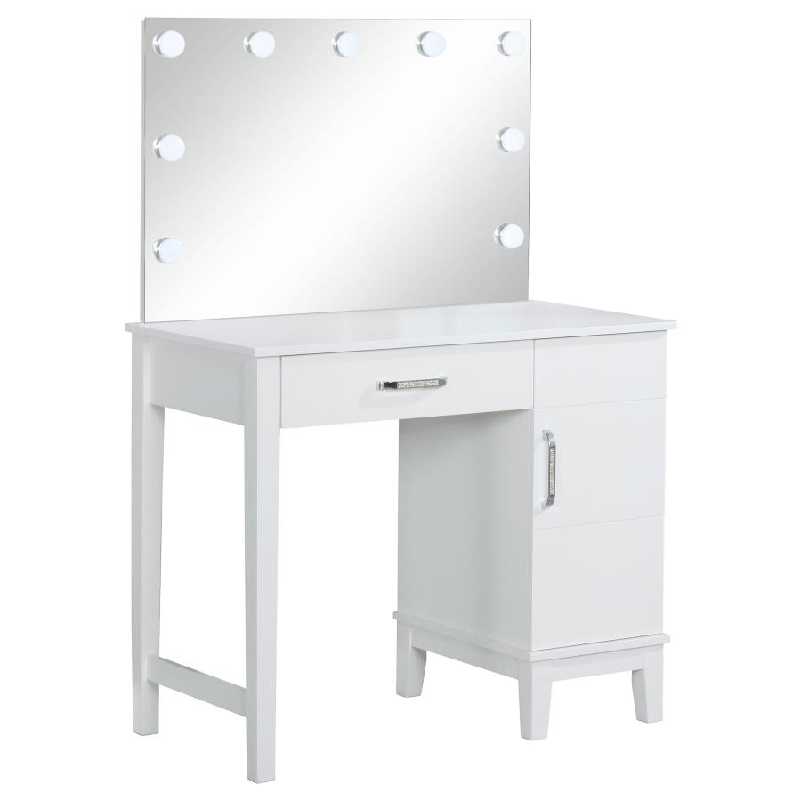 Elijah Vanity Set with Lighting & Stool White and Dark Grey view 3